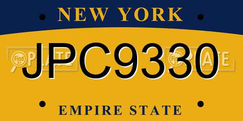 JPC9330 New York License Plate
