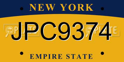 JPC9374 New York License Plate