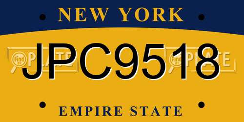 JPC9518 New York License Plate