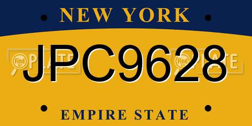 JPC9628 New York License Plate