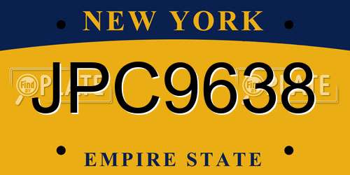 JPC9638 New York License Plate