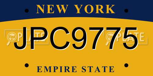 JPC9775 New York License Plate