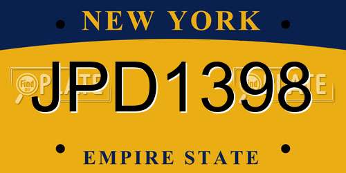 JPD1398 New York License Plate