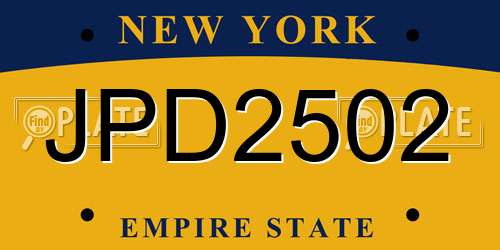 JPD2502 New York License Plate