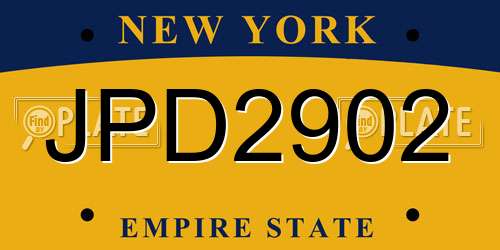 JPD2902 New York License Plate