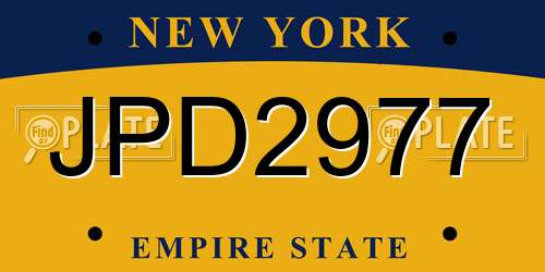 JPD2977 New York License Plate