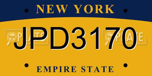JPD3170 New York License Plate