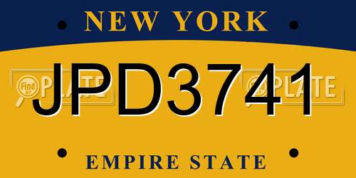 JPD3741 New York License Plate