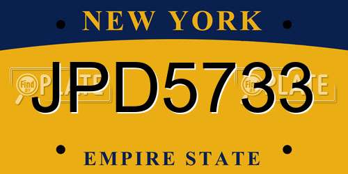 JPD5733 New York License Plate