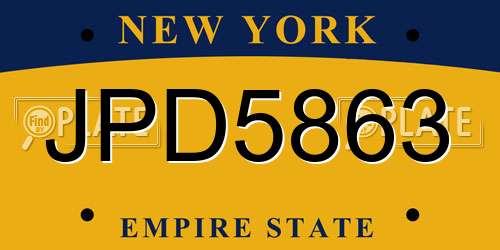 JPD5863 New York License Plate