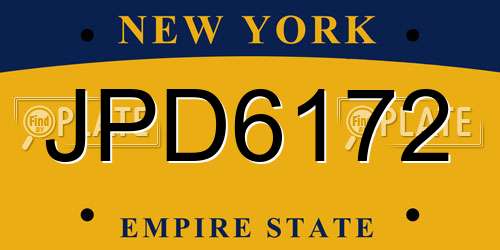JPD6172 New York License Plate