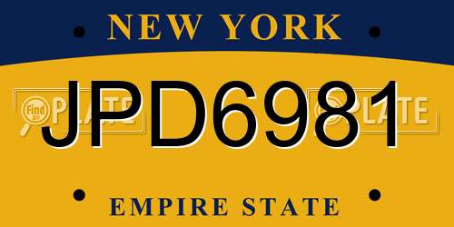 JPD6981 New York License Plate