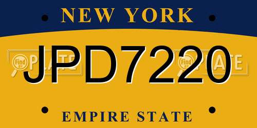 JPD7220 New York License Plate