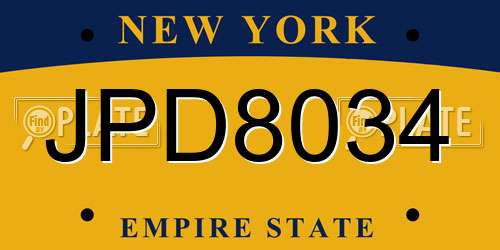 JPD8034 New York License Plate