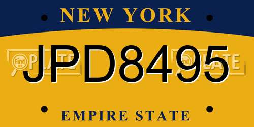 JPD8495 New York License Plate