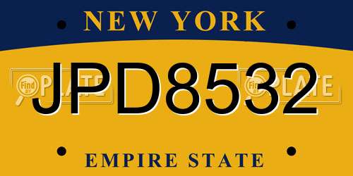 JPD8532 New York License Plate