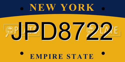 JPD8722 New York License Plate