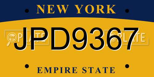 JPD9367 New York License Plate