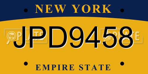 JPD9458 New York License Plate