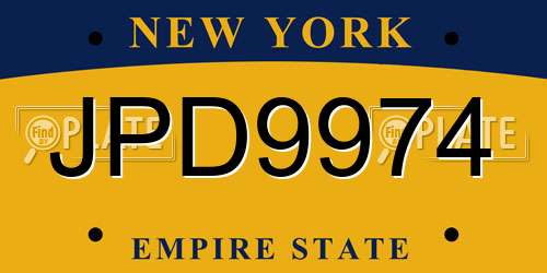 JPD9974 New York License Plate