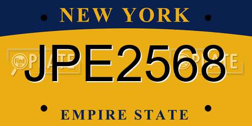 JPE2568 New York License Plate