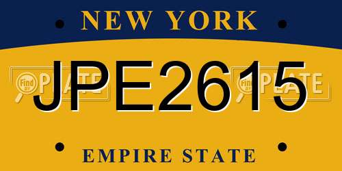 JPE2615 New York License Plate