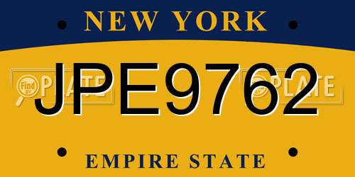 JPE9762 New York License Plate