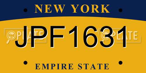JPF1631 New York License Plate