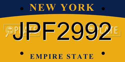JPF2992 New York License Plate