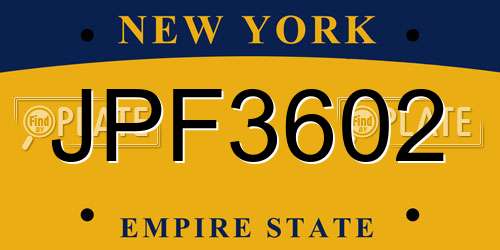 JPF3602 New York License Plate