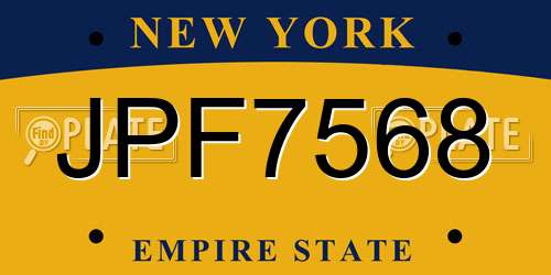 JPF7568 New York License Plate