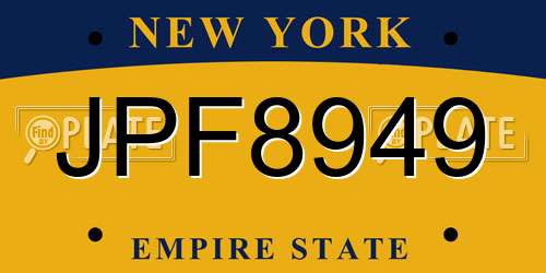 JPF8949 New York License Plate