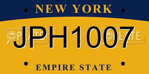 JPH1007 New York License Plate