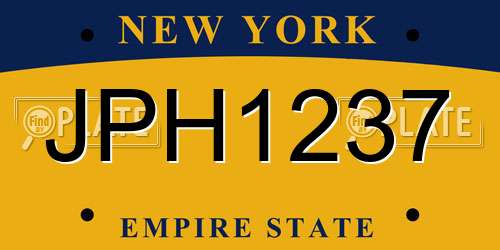JPH1237 New York License Plate
