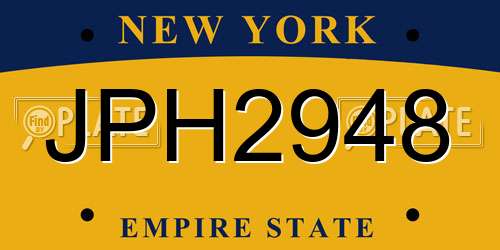JPH2948 New York License Plate