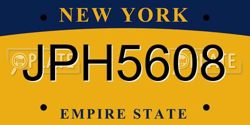 JPH5608 New York License Plate
