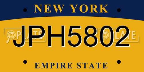 JPH5802 New York License Plate