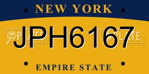 JPH6167 New York License Plate