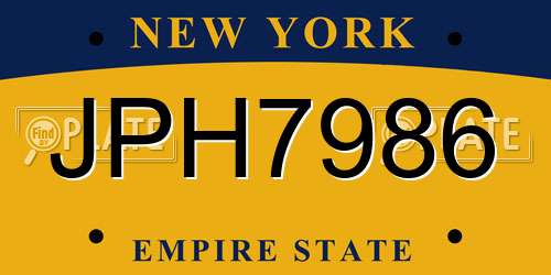 JPH7986 New York License Plate