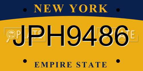 JPH9486 New York License Plate