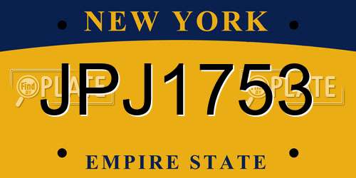 JPJ1753 New York License Plate
