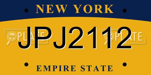 JPJ2112 New York License Plate