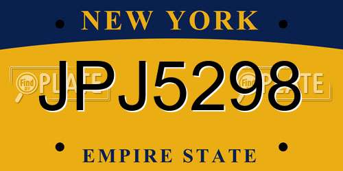JPJ5298 New York License Plate