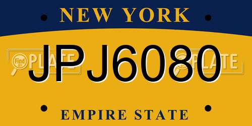 JPJ6080 New York License Plate