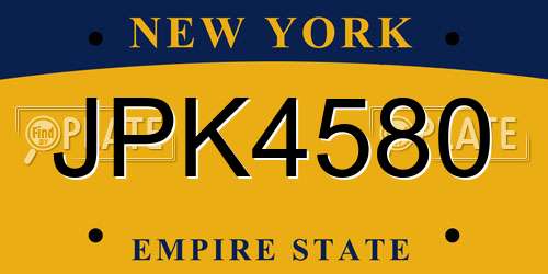 JPK4580 New York License Plate