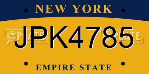 JPK4785 New York License Plate