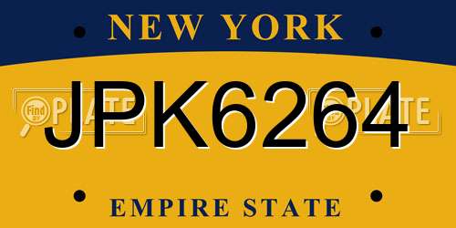JPK6264 New York License Plate