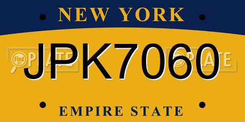 JPK7060 New York License Plate