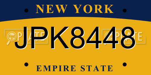 JPK8448 New York License Plate