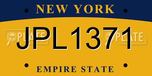 JPL1371 New York License Plate